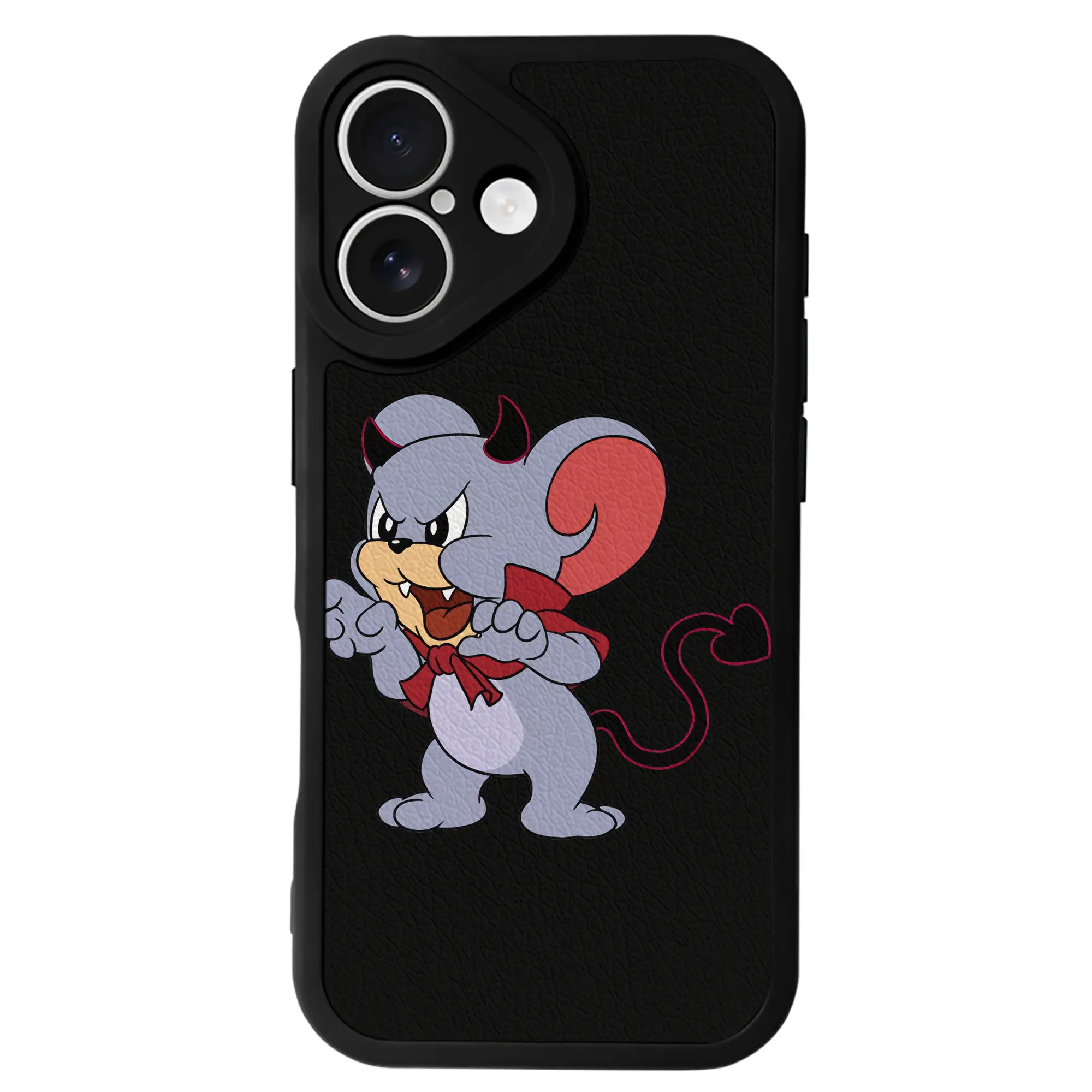 トムとジェリー グッズ タフィー - IPhone 16シリーズ対応 ・ シリコンスマホケース ・ レザー調 ・ 高精度フィット ・ 耐衝撃 ・ ワイヤレス充電対応 ・ 精密カット